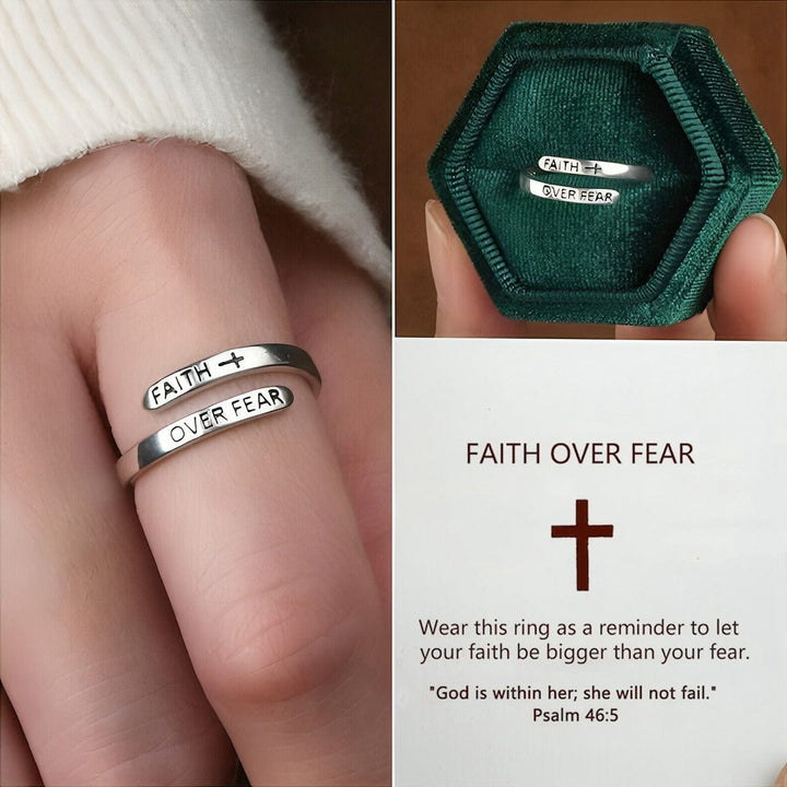 Faith Over Fear Cross Ring