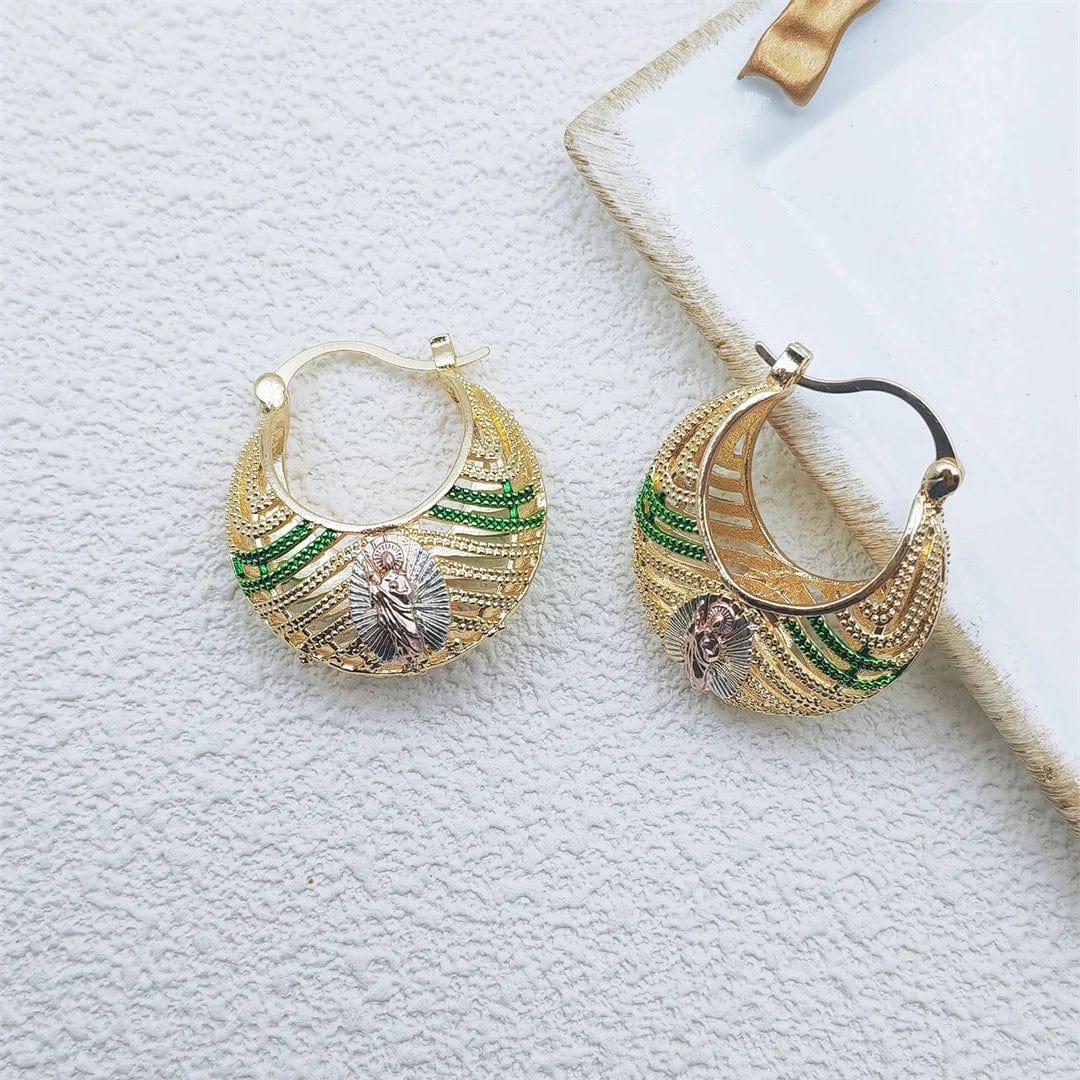 Virgen De Guadalupe Retro Hoops