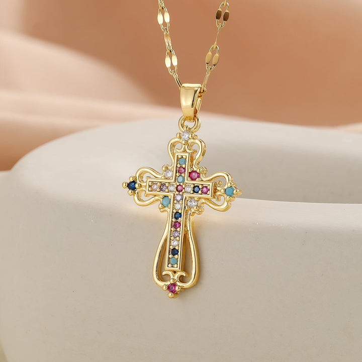 Divine Mosaic Cross Necklace