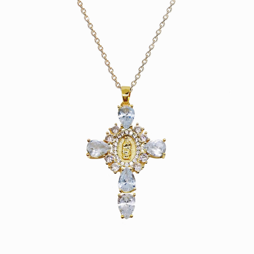 Diamond Mini Virgin Mary Necklace